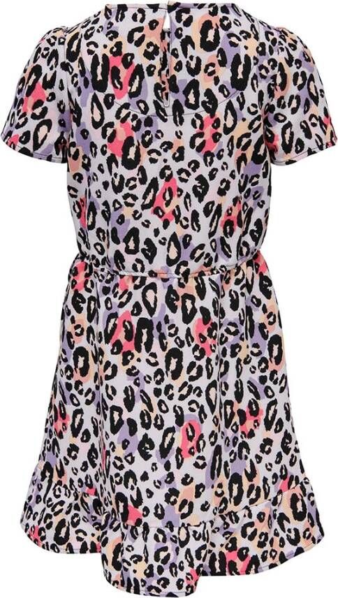 ONLY KIDS GIRL overslagjurk KOGSELMA LULU met panterprint paars/zwart/rood