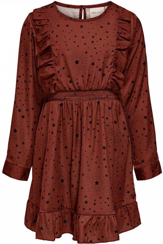 ONLY KIDS jurk KONMOLLY met all over print en ruches rood