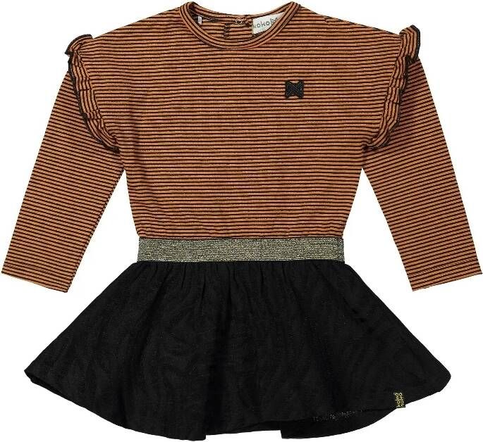 Koko Noko jurk met glitters bruin/zwart