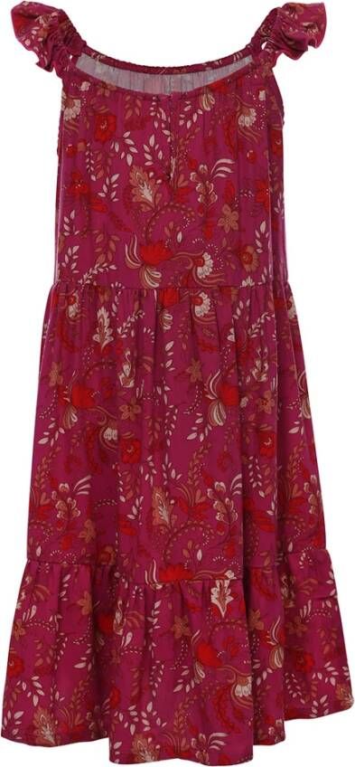 Looxs Revolution Viscose zomerjurk fuchsia floral little & me voor meisjes in de kleur