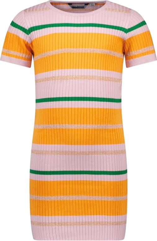 Moodstreet Lila Mini Jurk Fine Knitted Striped Rib Dress