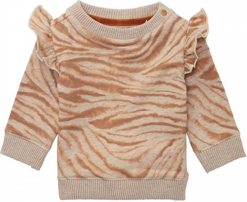 Noppies baby sweater Seabrook met all over print en ruches zand