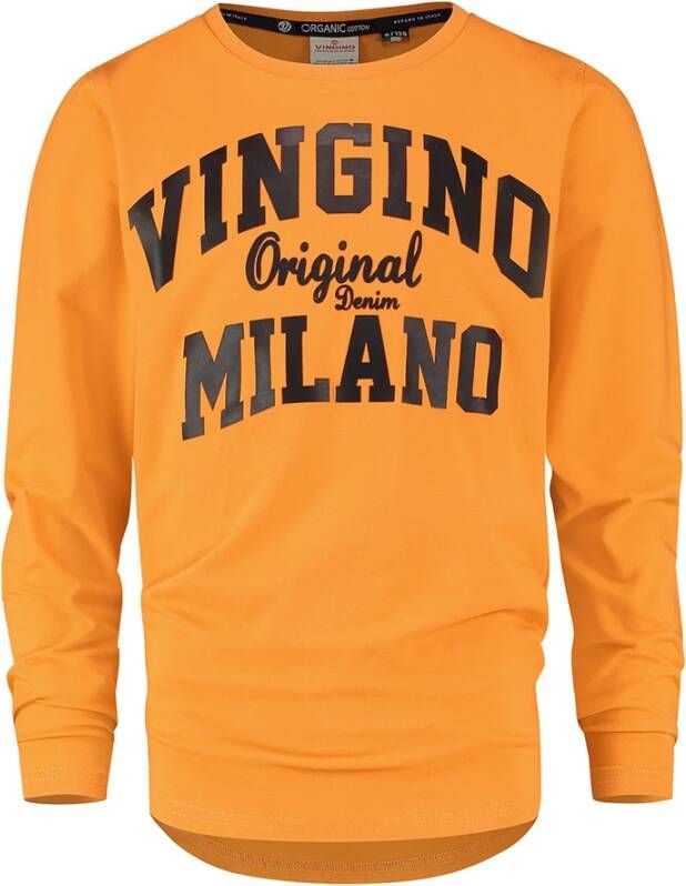 Vingino ! Jongens Shirt Lange Mouw Maat 176 Oranje Katoen/elasthan
