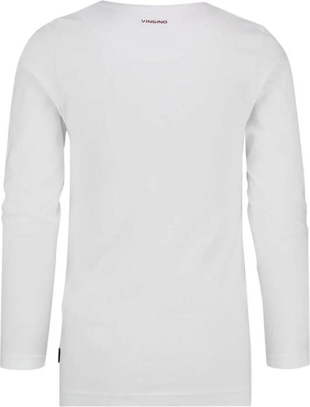Vingino ! Jongens Shirt Lange Mouw Maat 104 Wit Katoen/elasthan