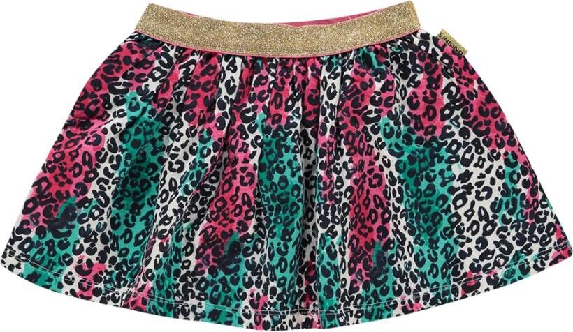 Vingino rok Qwen met all over print en plooien fuchsia/zeegroen