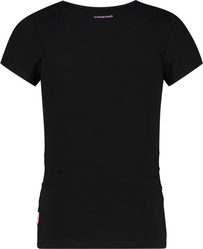 Vingino ! Meisjes Shirt Korte Mouw Maat 104 Zwart Katoen/elasthan