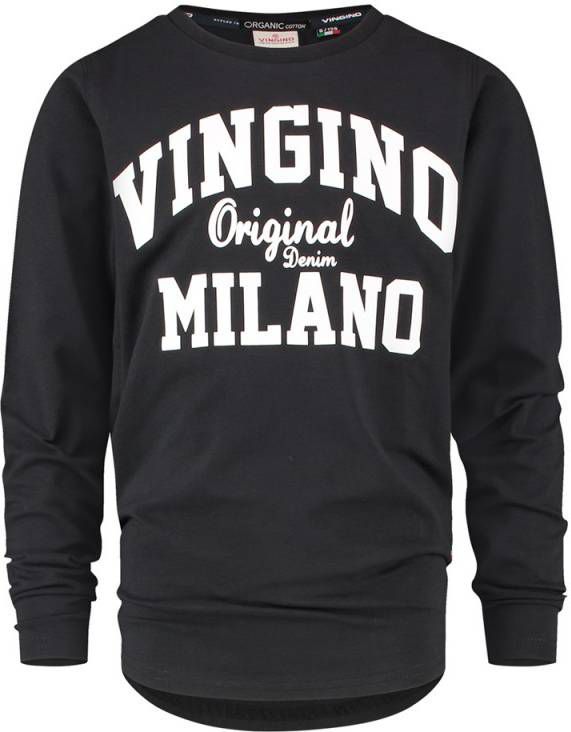 Vingino ! Jongens Shirt Lange Mouw Maat 104 Zwart Katoen/elasthan