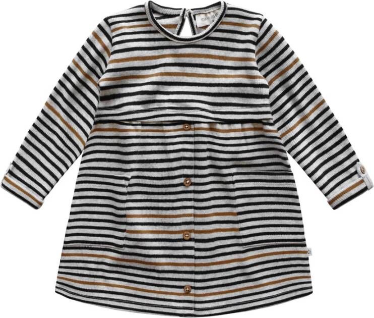 Your Wishes gestreepte jurk Anneliek grijs/zwart/bruin