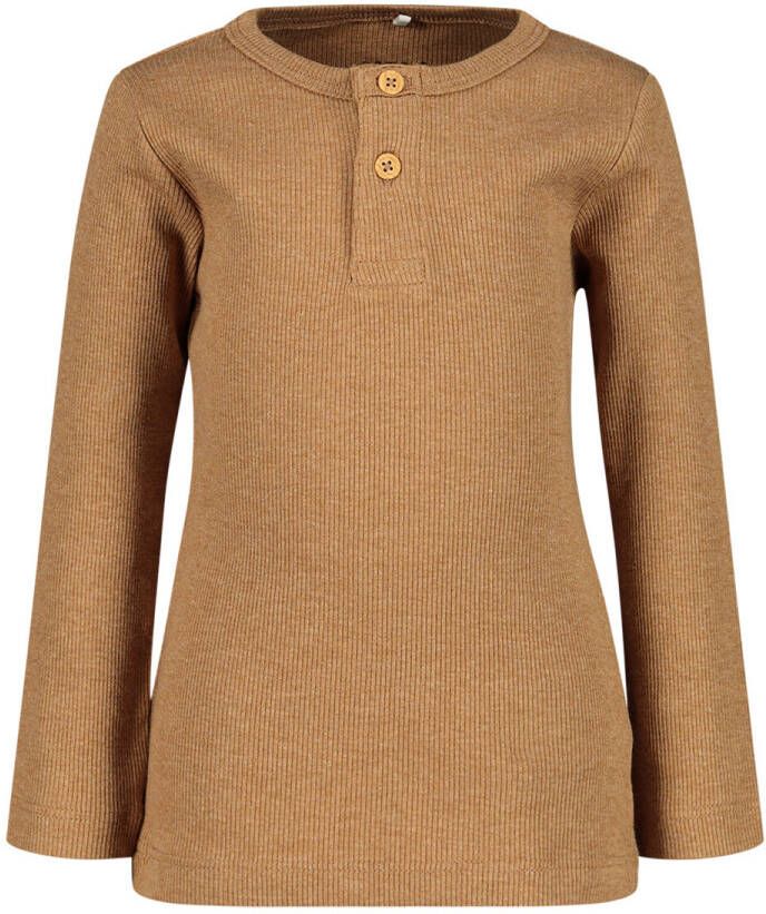 NAME IT MINI ribgebreide longsleeve NMMKAB met biologisch katoen bruin