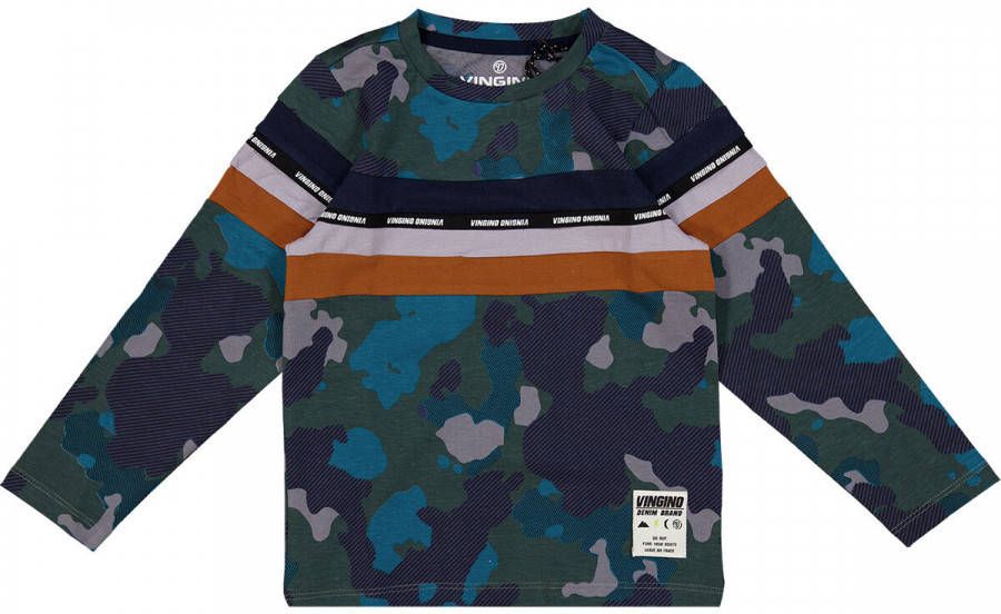 Vingino longsleeve Julio met all over print groen/bruin