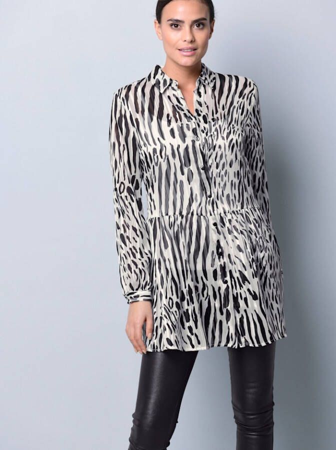 alba moda Blouse met bloemendessin Zwart/Beige