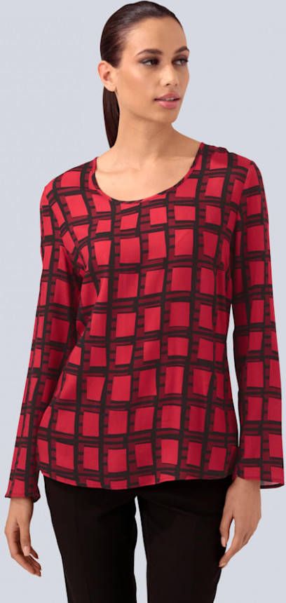 alba moda Blouse met grafische print Rood/Zwart