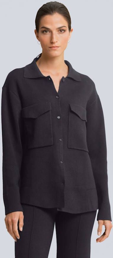 alba moda Gebreide blouse met modieus afgeronde zoom Zwart