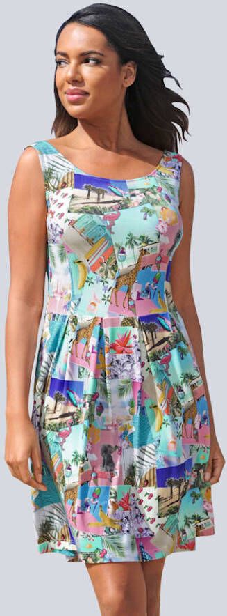 alba moda Jurk in een bontgekleurde patronenmix Roze/Pink