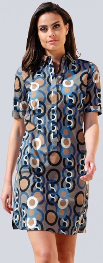 alba moda Jurk met aantrekkelijk dessin Grijs/Blauw