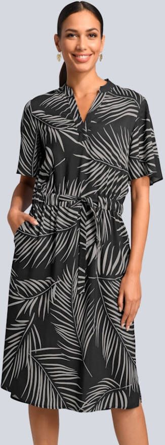 alba moda Jurk met bindbandje Antraciet/Beige