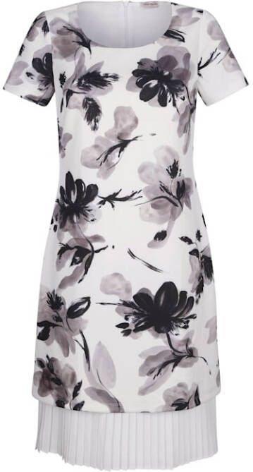 alba moda Jurk met geplisseerd rokgedeelte Grijs/Zwart/Offwhite