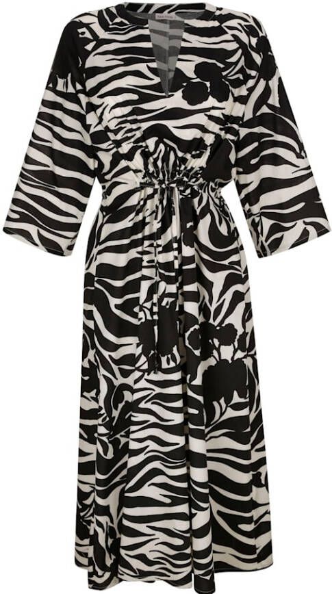 alba moda Jurk met modieus animaldessin Zwart/Steengrijs