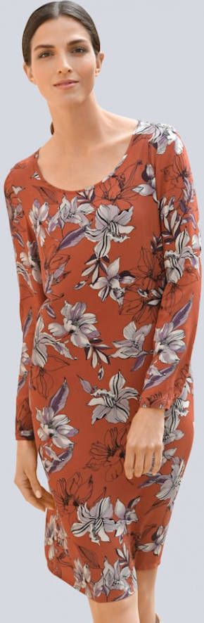 alba moda Jurk met omslagmouwen Roest/Zwart/Lila