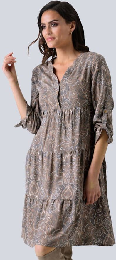 alba moda Jurk met paisleyprint Lichtbruin/Lichtgrijs/Offwhite