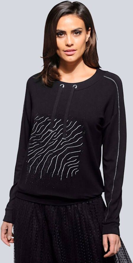 alba moda Shirt met siersteentjes Zwart