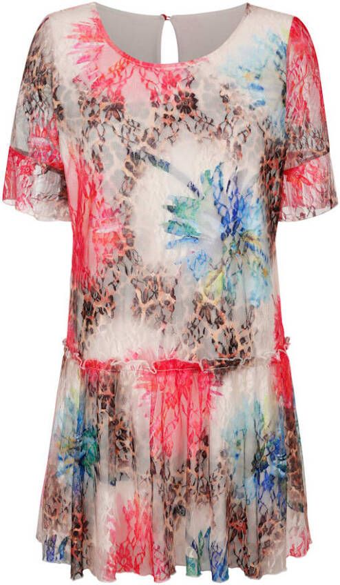 alba moda Strandjurk met kant en volants Multicolor