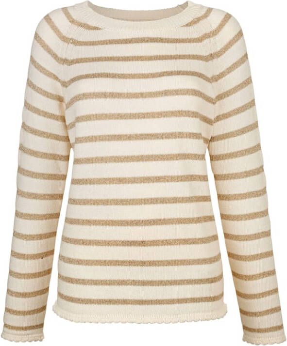 alba moda Trui met strepen Offwhite/Goudkleur