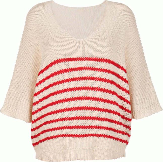 alba moda Trui met strepen Rood/Ecru