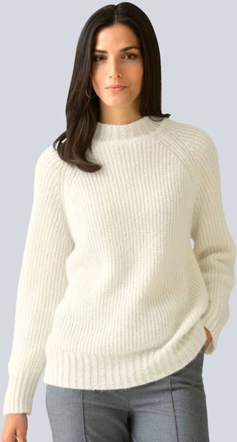 alba moda Trui van een trendy materialenmix Offwhite