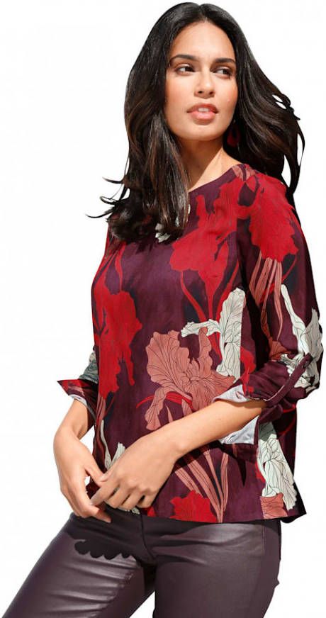AMY VERMONT Blouse met bloemenprint Aubergine/Beige