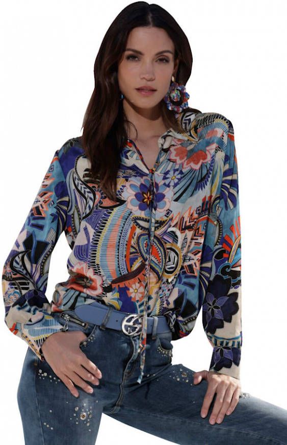 AMY VERMONT Blouse met bloemenprint Lichtblauw/Rood