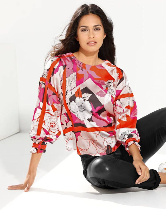 AMY VERMONT Blouse met print rondom Roze/Rood