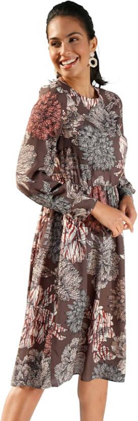 AMY VERMONT Jurk met bloemendessin Kaki/Oranje