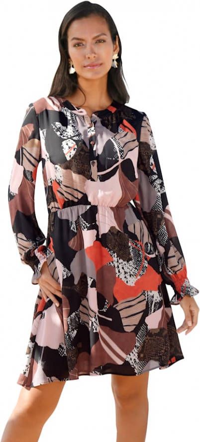 AMY VERMONT Jurk met grafisch patroon Roze/Zwart