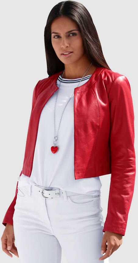 AMY VERMONT Leren jasje in kort model Rood