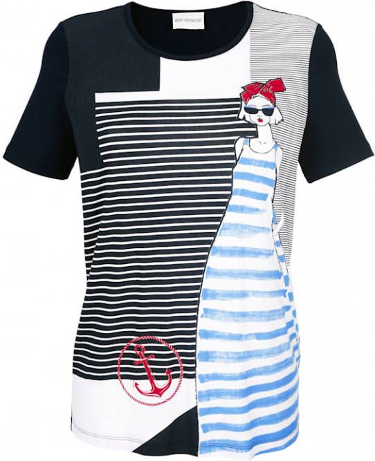 AMY VERMONT Shirt Marine/Wit/Rood