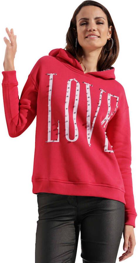AMY VERMONT Sweatshirt met opschrift en kraaltjes Rood