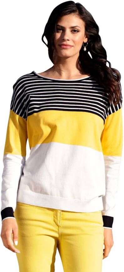 AMY VERMONT Trui met streeppatroon Marine/Geel