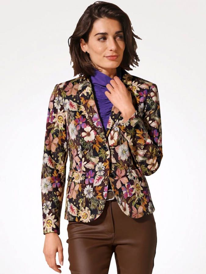 MONA Blazer met trendy bloemenprint Multicolor