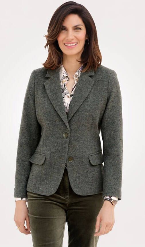 MONA Blazer met visgraatpatroon Groen