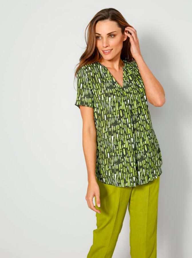MONA Blouse met afgeronde zoom Groen/Olijf