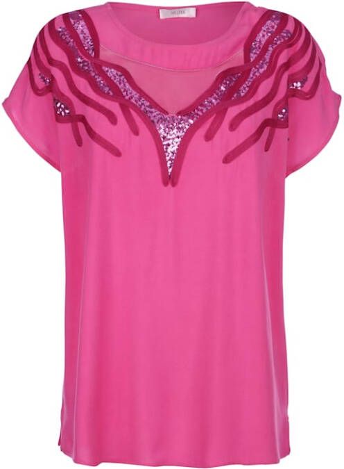 MONA Blouse met pailletten en borduursel Pink