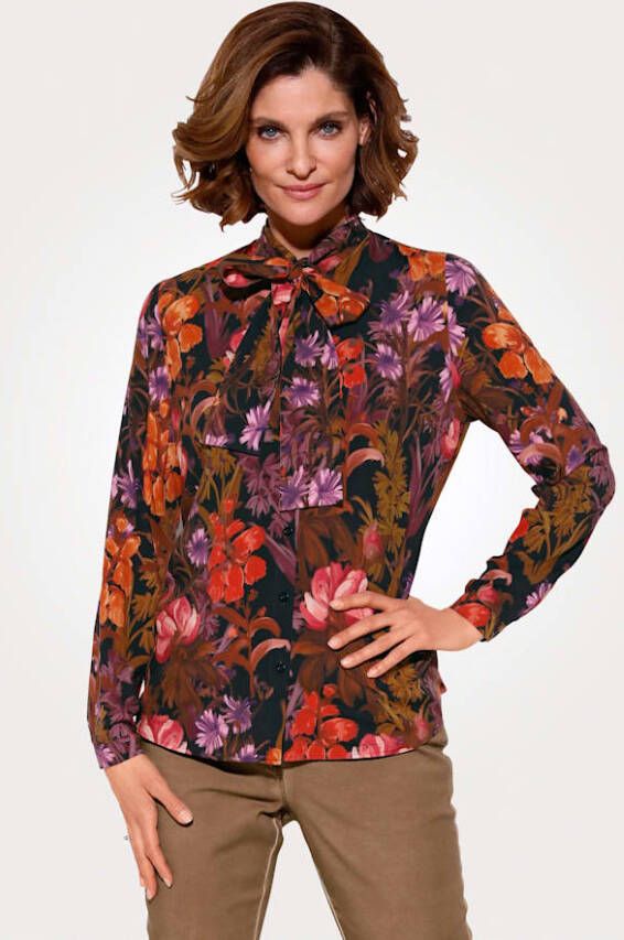 MONA Blouse met print in aquarellook Rood/Paars/Camel