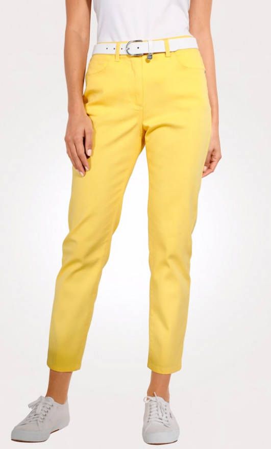 MONA Broek met deels elastische band v.a. mt. 44 Geel