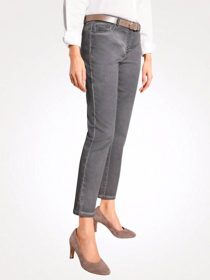 MONA Broek met modieuze oil dyed wassing Grijs