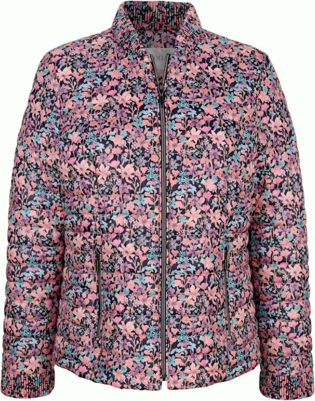 MONA Doorgestikte jas met modieus bloemenpatroon Multicolor