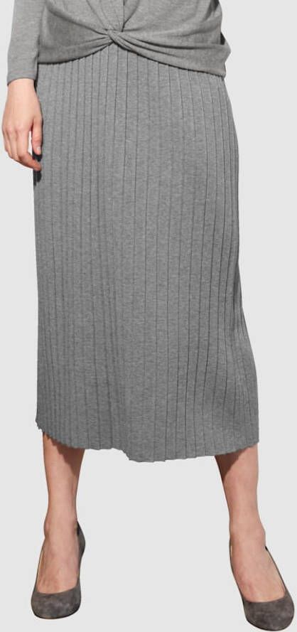 MONA Gebreide rok van comfortabel, fijngebreid materiaal Zilvergrijs