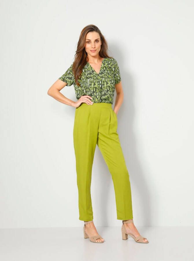 MONA Instapbroek van een comfortabele linnen -/viscosemix Groen