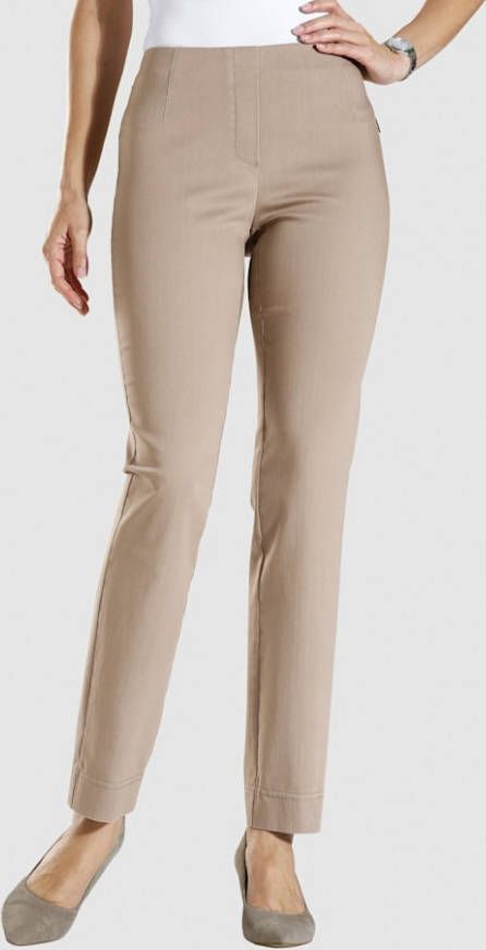 MONA Instapbroek van sportief materiaal Beige