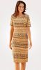 MONA Jersey jurk met grafische etnoprint Okergeel/Zwart online kopen